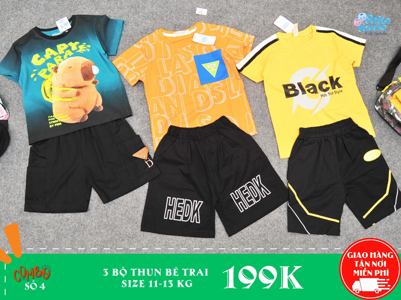 combo 3 bộ thun bé trai size 3