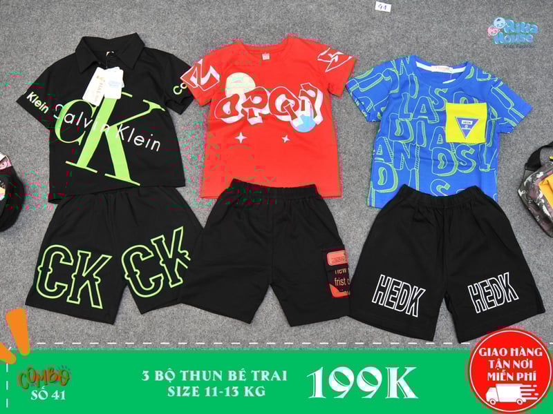combo 3 bộ thun bé trai size 3