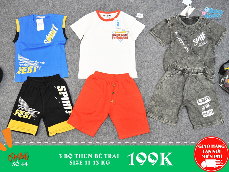 combo 3 bộ thun bé trai size 3
