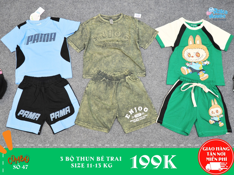 combo 3 bộ thun bé trai size 3