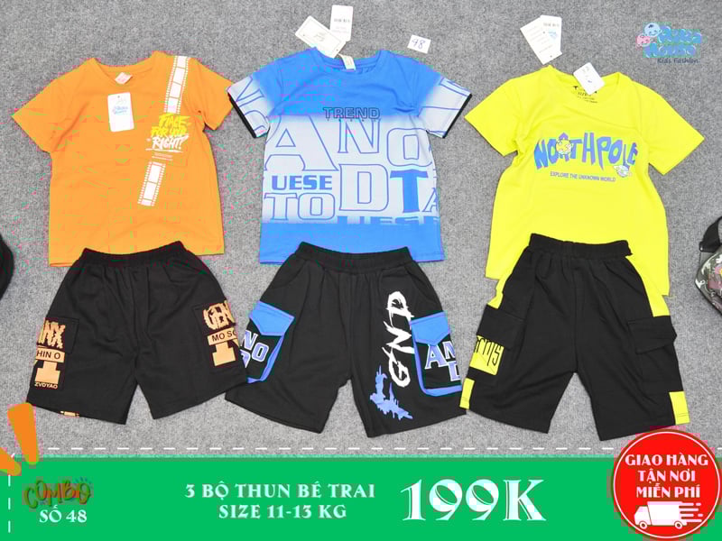 combo 3 bộ thun bé trai size 3