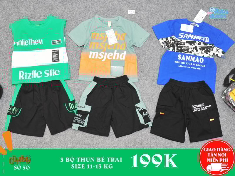 combo 3 bộ thun bé trai size 3