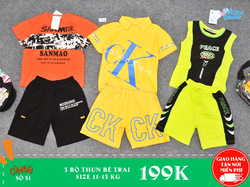 combo 3 bộ thun bé trai size 3