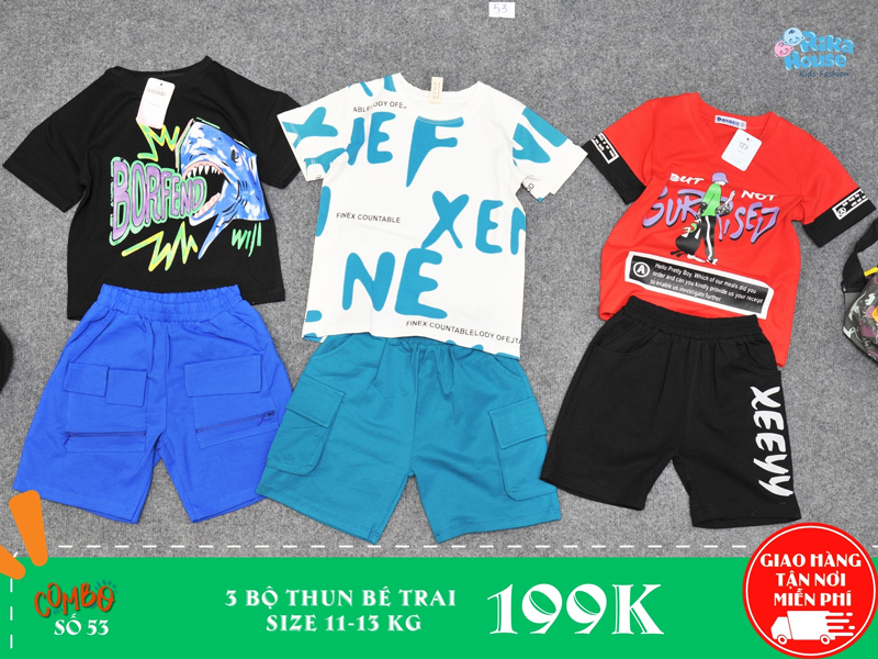 combo 3 bộ thun bé trai size 3