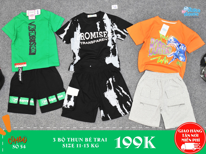 combo 3 bộ thun bé trai size 3