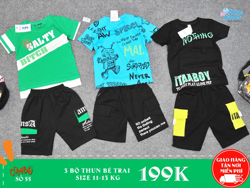 combo 3 bộ thun bé trai size 3