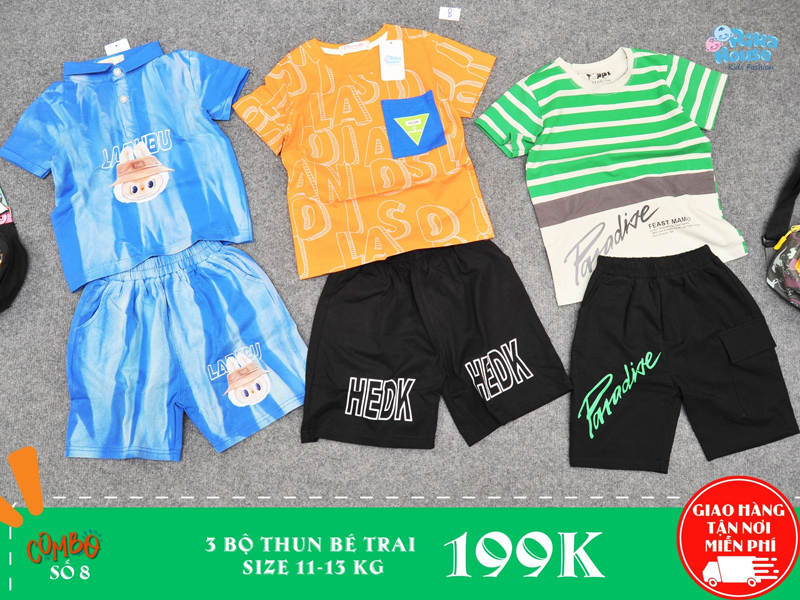 combo 3 bộ thun bé trai size 3