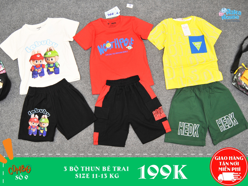 combo 3 bộ thun bé trai size 3