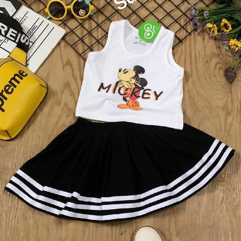 HCMĐỒ BỘ tay ngắn quần đùi giả váy MICKEY cho bé gái siêu cute cho bé  624kgBDBG18  Lazadavn