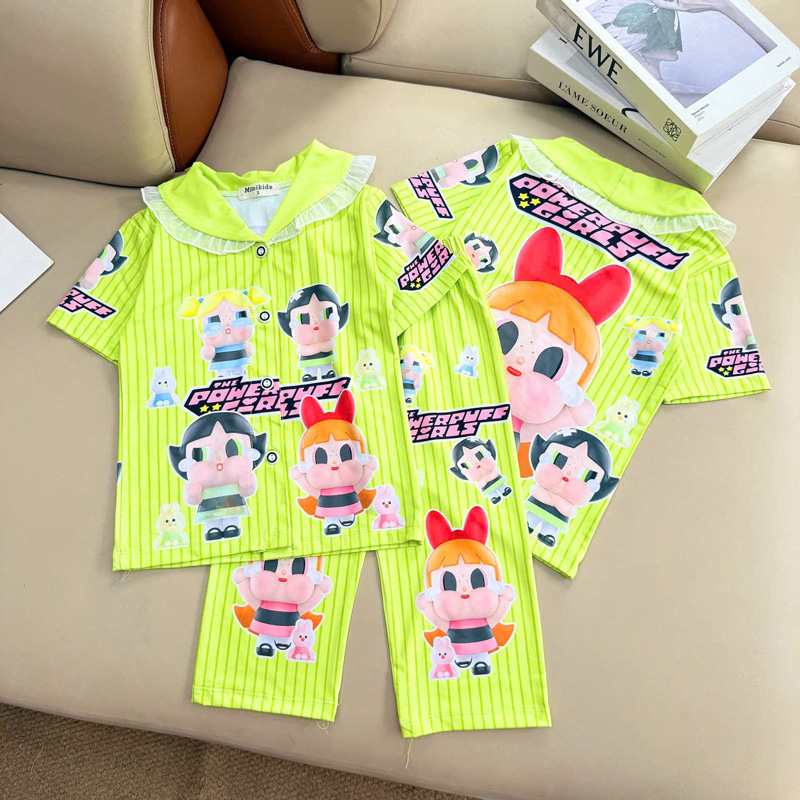 pijama bé gái thun lạnh cổ sen