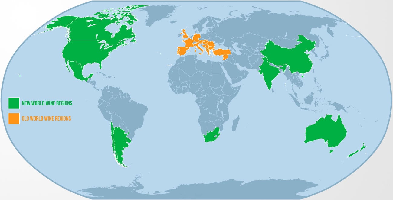 Bản đồ các vùng trồng nho trên thế giới