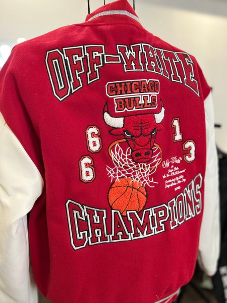 Áo Off White Red Chicago Bulls Varsity Jacket