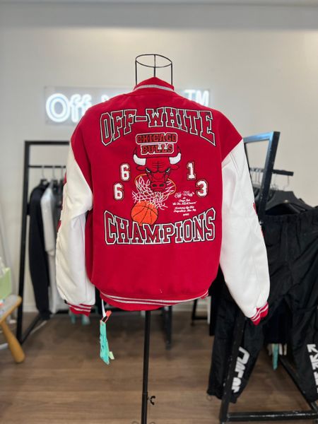 Áo Off White Red Chicago Bulls Varsity Jacket