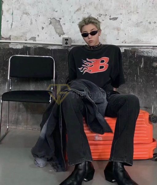 Balenciaga Flame T-shirt in black and red vintage jersey