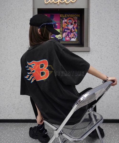Balenciaga Flame T-shirt in black and red vintage jersey