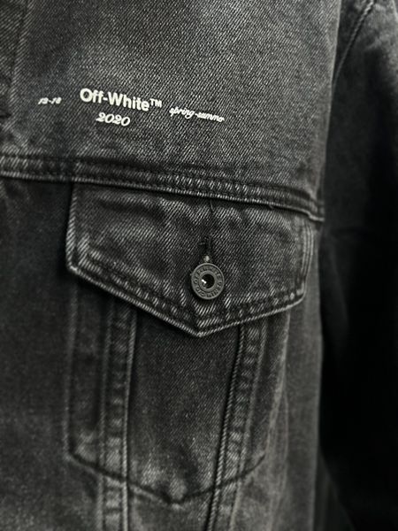 Logo ngực áo và túi trước áo Denim Off White Tape Arrows Jacket