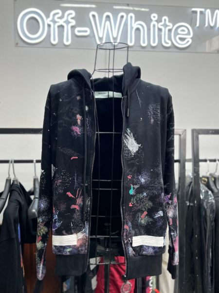 mặt trước kéo khóa zip Hoodie Zip Off White Galaxy