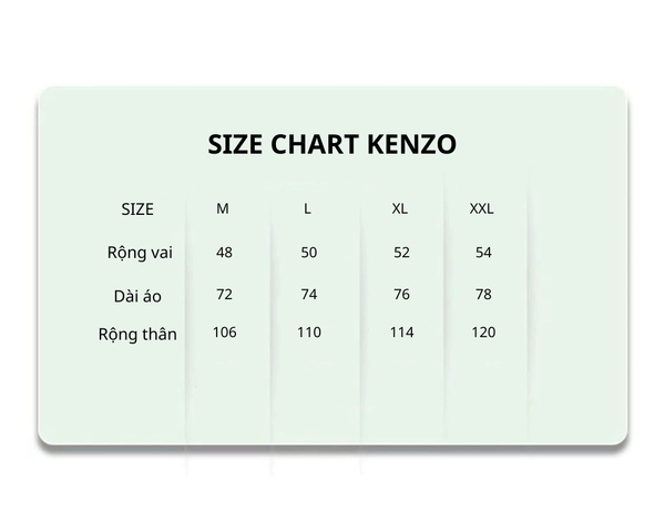 Bảng size chart Áo Kenzo T-shirt