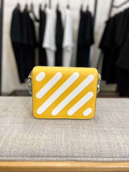 OFF-WHITE Binder Clip Bag SS22 Mini Diag Stripe Black White Yellow