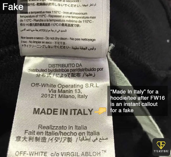 WashTag Made in Italy Fake Off White