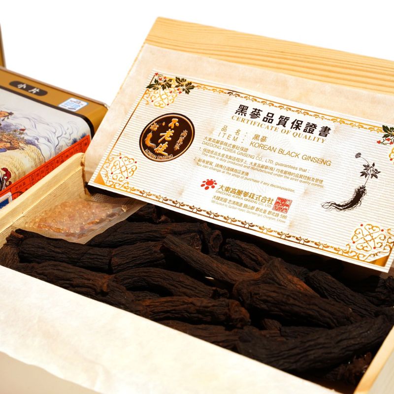 Hắc Sâm Củ Khô Daedong Korean Black Ginseng Hộp Thiếc 150gr