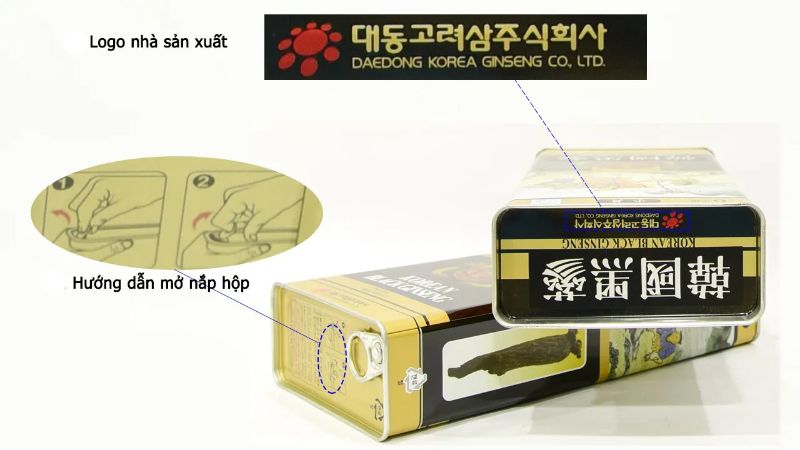 Hắc Sâm Củ Khô Daedong Korean Black Ginseng Hộp Thiếc 300gr (11 - 20 củ)