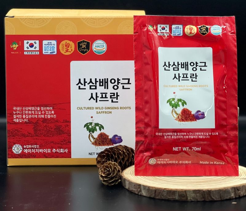 Nước Chiết Xuất Hồng Sâm Núi Nhụy Hoa Nghệ Tây Ginseng King Cultured Wild Ginseng Roots Saffron