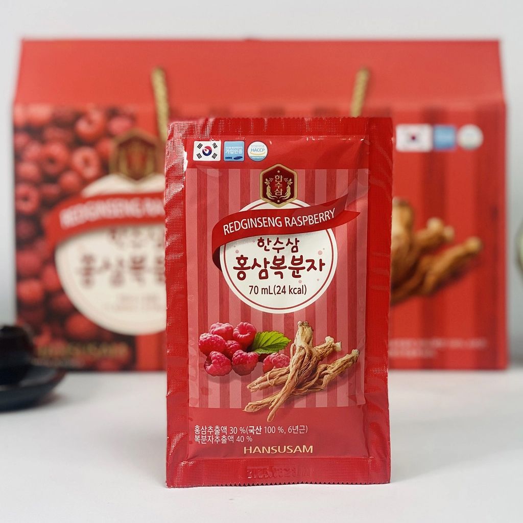 Nước Hồng Sâm Phúc Bồn Tử Hansusam Redginseng Raspberry Hàn Quốc