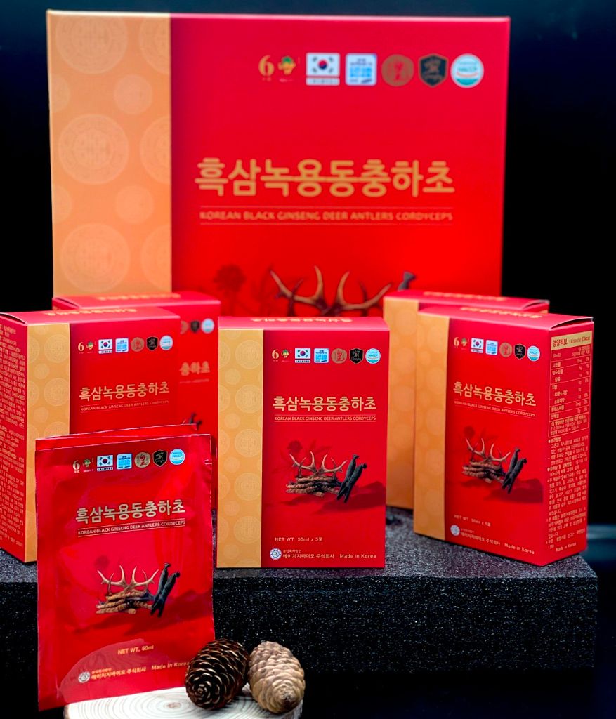 Nước Chiết Xuất Hắc Sâm Nhung Hươu Đông Trùng Hạ Thảo Ginseng King Korean Black Ginseng Deer Antlers Cordyceps