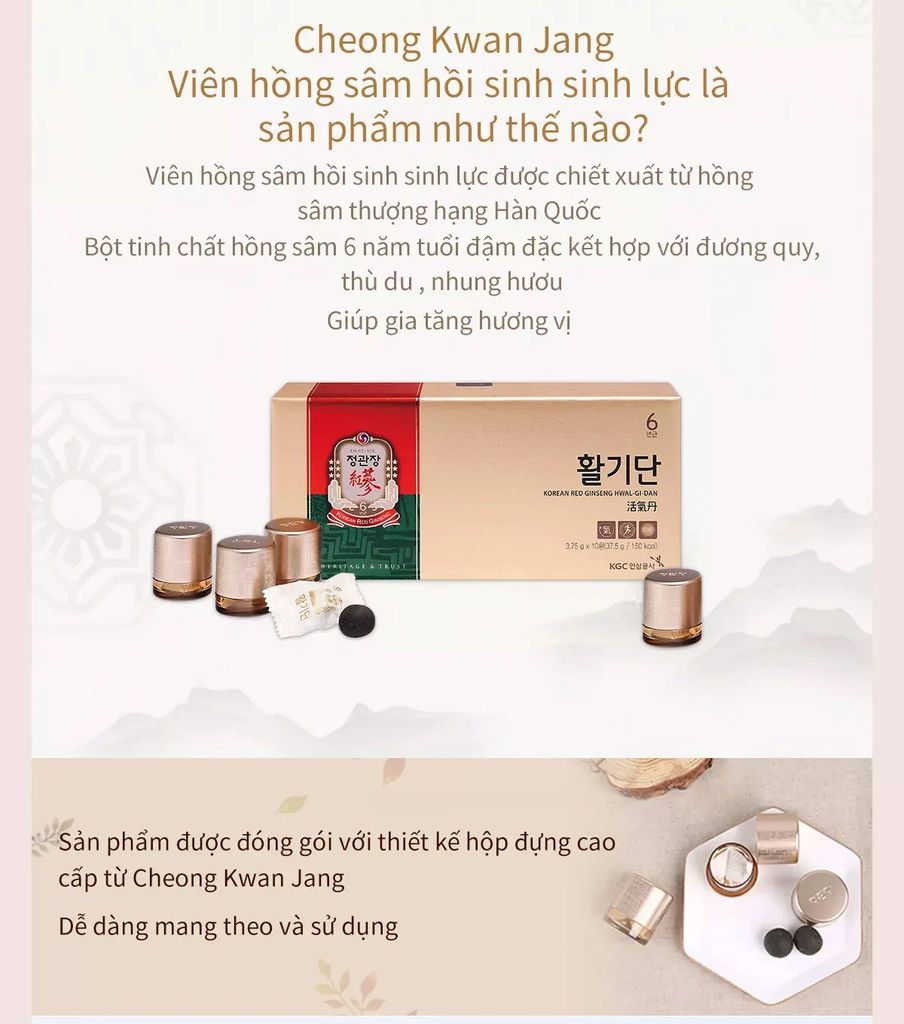 Viên Hồng Sâm KGC Vital Pills Hwal Gi Dan Hàn Quốc (3.75gr x 10 viên)