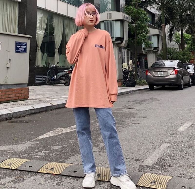 Đầm oversize 4 nút bọc da