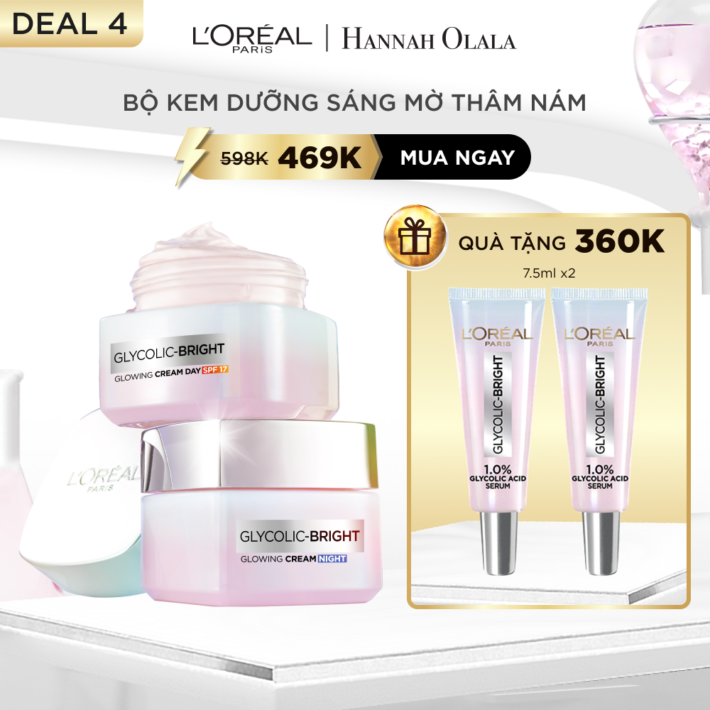 DEAL4: Bộ kem ngày đêm sáng da tức thì Glycolic Bright