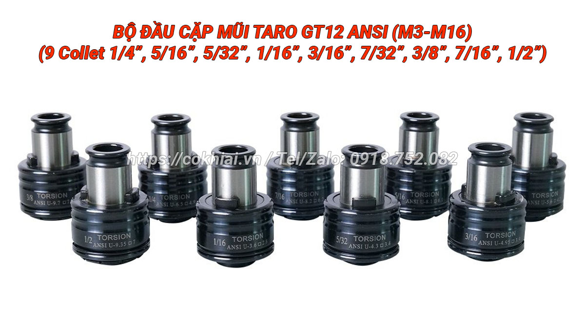 Bộ đầu cặp taro GT12 hệ inch ANSI