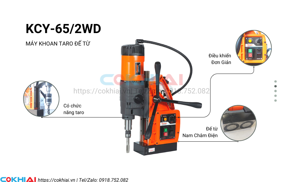 Cấu tạo máy khoan từ taro Cayken KCY-65/2WD