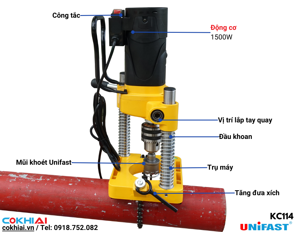 Cấu tạo máy khoan ống Unifast KC114