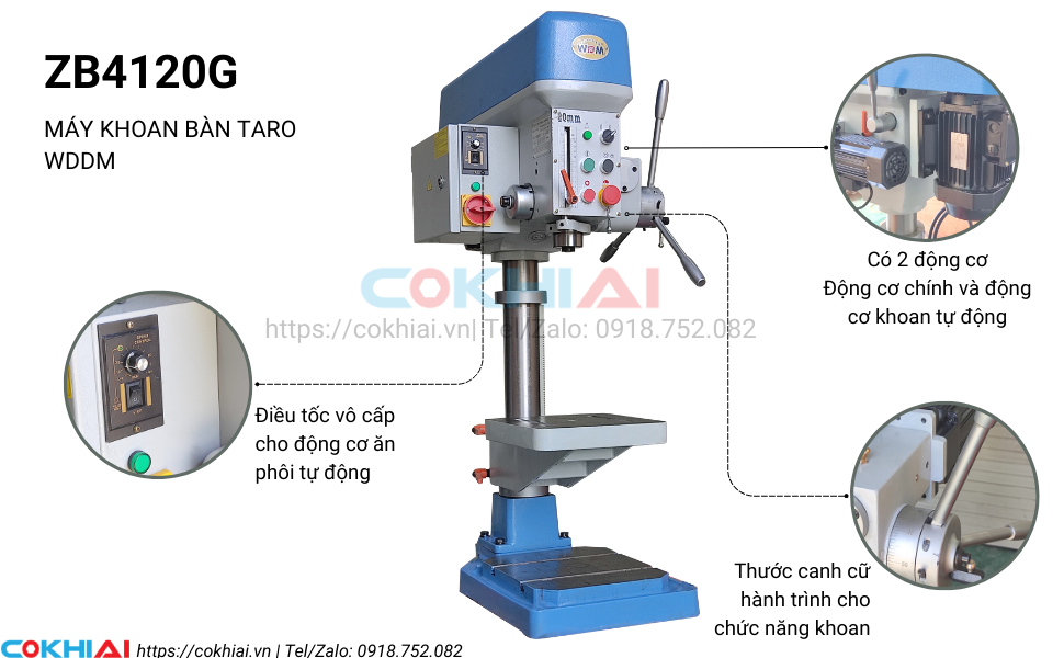 Cấu tạo máy khoan bàn WDDM ZB4120G