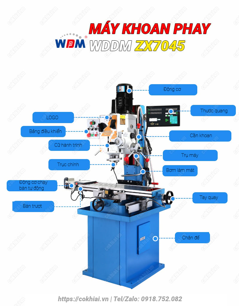 Cấu tạo máy khoan phay WDDM ZX7045C