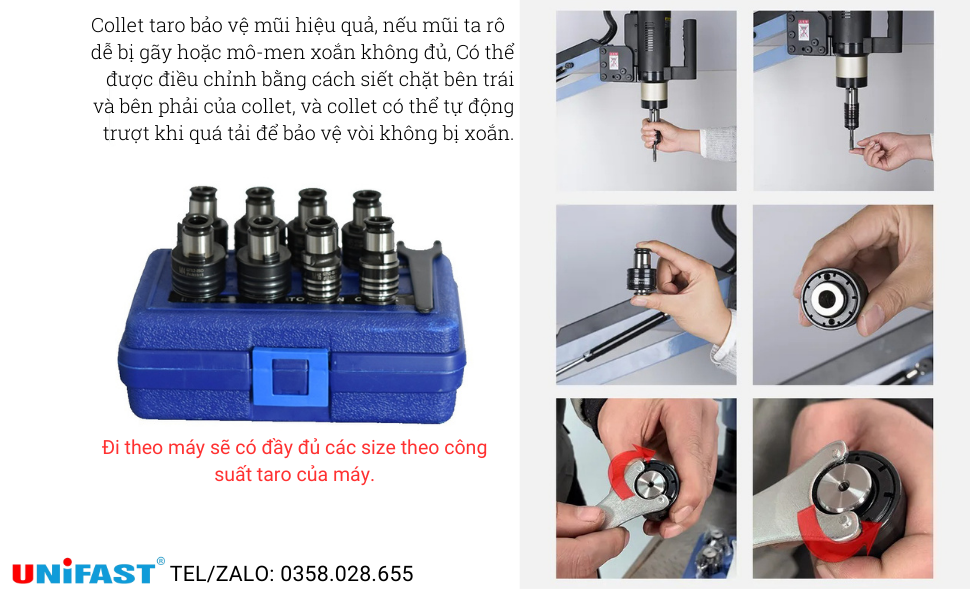 Collet kẹp mũi taro tháo lắp nhanh chống quá tải