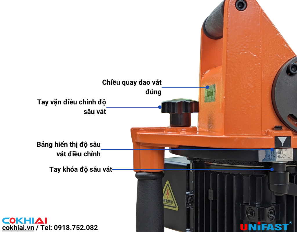 Điều chỉnh độ sâu vát cho máy vát mép JT-200