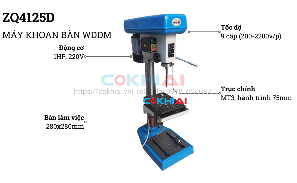 Thông số máy khoan bàn WDDM ZQ4125D