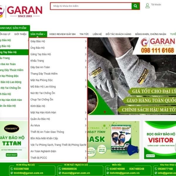 Tìm kiếm sản phẩm trên website của Bảo Hộ GA RAN