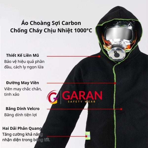 Áo choàng sơi carbon chống cháy chịu nhiệt 1000 độ C