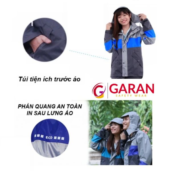 Áo mưa bộ cao cấp ECO bằng vải dù