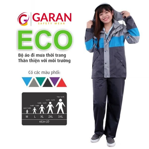 Áo mưa bộ cao cấp ECO bằng vải dù