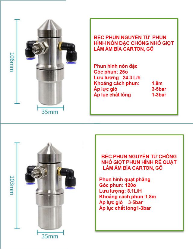 Béc Phun Sương Siêu Mịn Dập Bụi, Tạo Ẩm Tránh Nhỏ Giọt