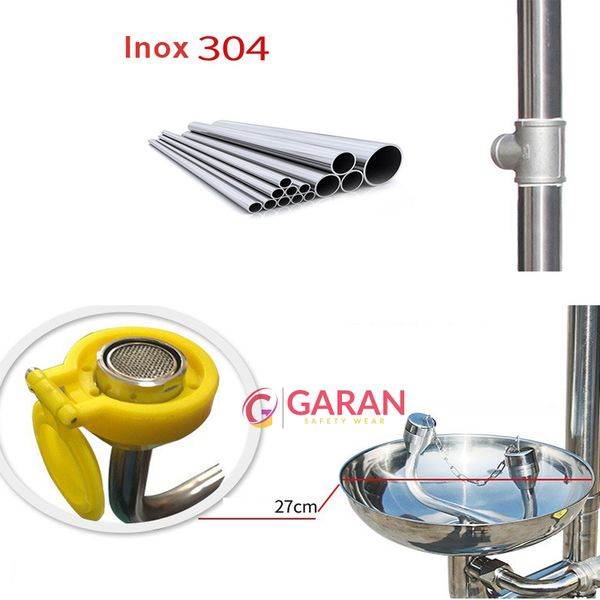 Bồn Rửa Mắt Kết Hợp Tắm Khẩn Cấp Loại Hai Mắt Có Nắp Đậy Bằng Inox 304 Dày