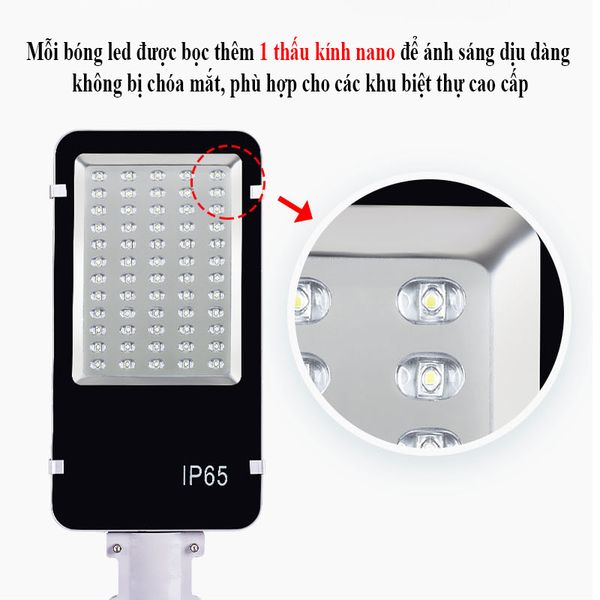 Đèn Đường Led Năng Lượng Mặt Trời Vỏ Nhôm Cao Cấp 50W 50 LED