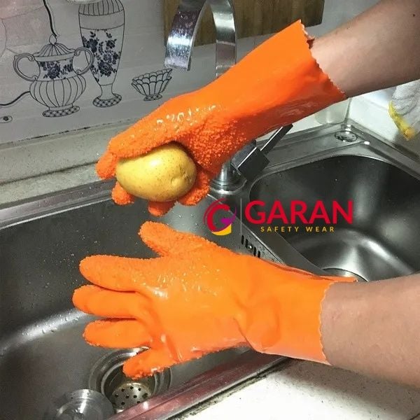 Găng tay chống hóa chất phủ nhựa PVC và hạt cao su 708