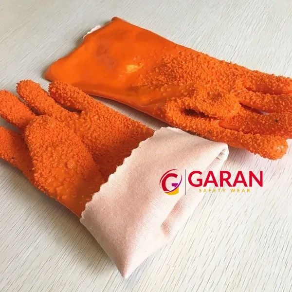 Găng tay chống hóa chất phủ nhựa PVC và hạt cao su 708