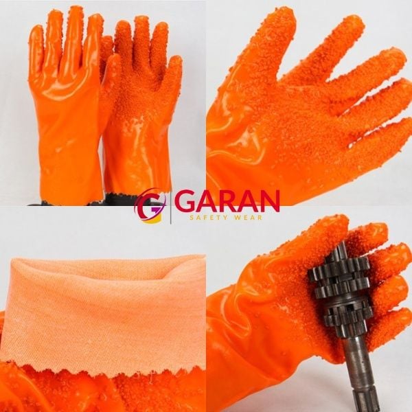 Găng tay chống hóa chất phủ nhựa PVC và hạt cao su 708